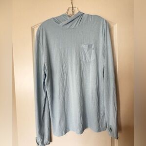 Men's Light Blue Long-Sleeve Hooded Pocket Tee